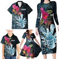 Niue Personalised Family Matching Long Sleeve Bodycon Dress and Hawaiian Shirt Hiapo Mix Coconut Crab LT7 - Polynesian Pride