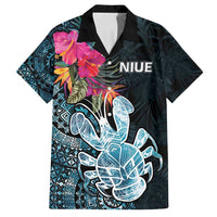 Niue Personalised Family Matching Long Sleeve Bodycon Dress and Hawaiian Shirt Hiapo Mix Coconut Crab LT7 Dad's Shirt - Short Sleeve Art - Polynesian Pride