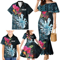 Niue Personalised Family Matching Mermaid Dress and Hawaiian Shirt Hiapo Mix Coconut Crab LT7 - Polynesian Pride