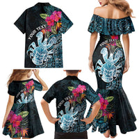 Niue Personalised Family Matching Mermaid Dress and Hawaiian Shirt Hiapo Mix Coconut Crab LT7 - Polynesian Pride