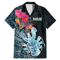Niue Personalised Family Matching Mermaid Dress and Hawaiian Shirt Hiapo Mix Coconut Crab LT7 Dad's Shirt - Short Sleeve Art - Polynesian Pride