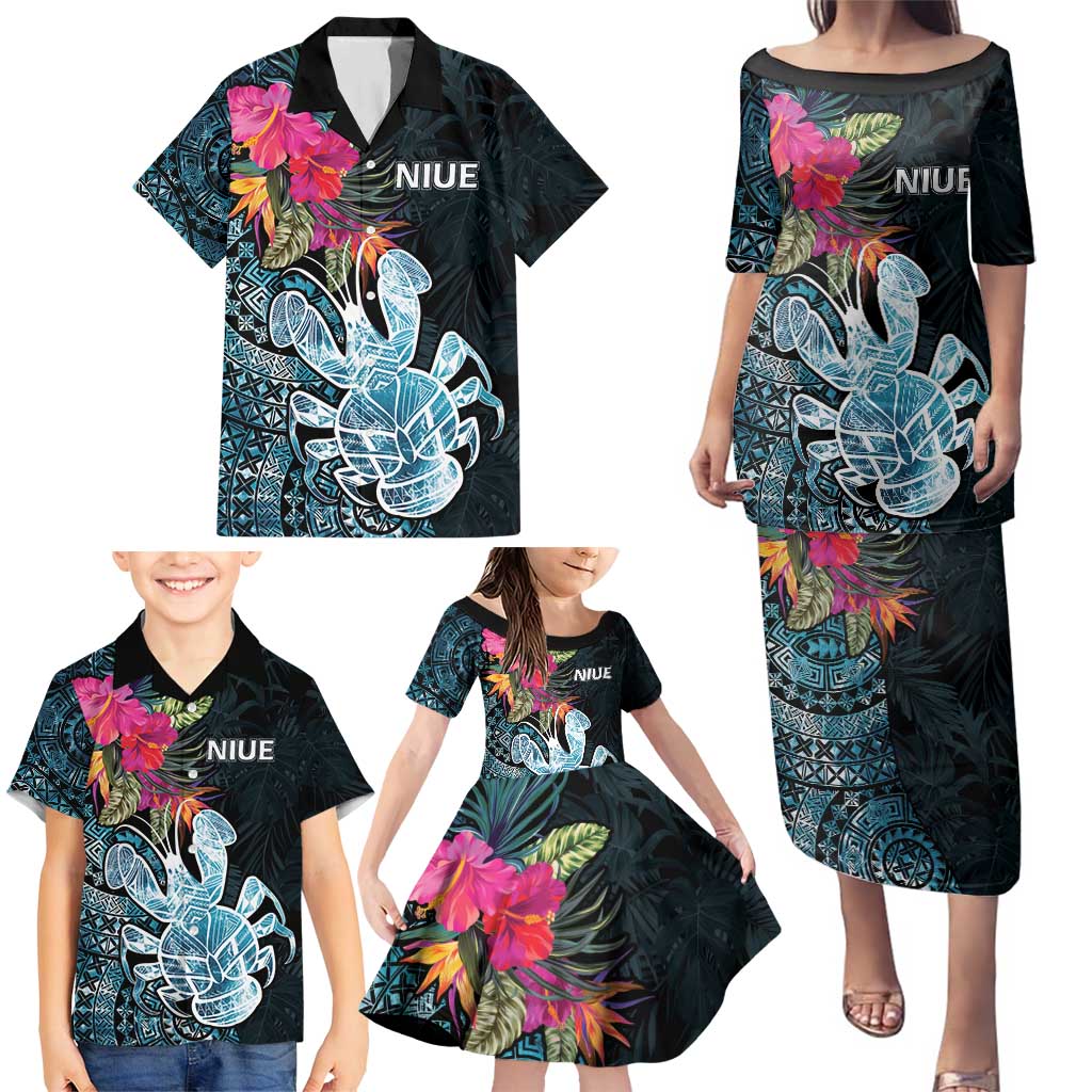 Niue Personalised Family Matching Puletasi and Hawaiian Shirt Hiapo Mix Coconut Crab LT7 - Polynesian Pride
