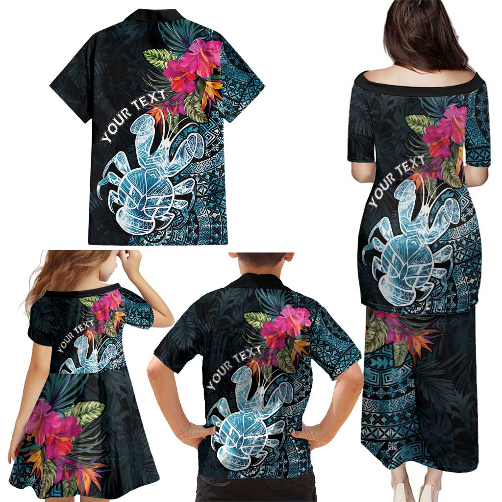 Niue Personalised Family Matching Puletasi and Hawaiian Shirt Hiapo Mix Coconut Crab LT7 - Polynesian Pride