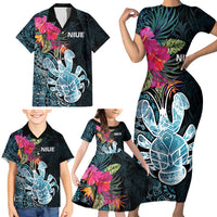 Niue Personalised Family Matching Short Sleeve Bodycon Dress and Hawaiian Shirt Hiapo Mix Coconut Crab LT7 - Polynesian Pride