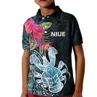 Niue Personalised Kid Polo Shirt Hiapo Mix Coconut Crab LT7 Kid Art - Polynesian Pride