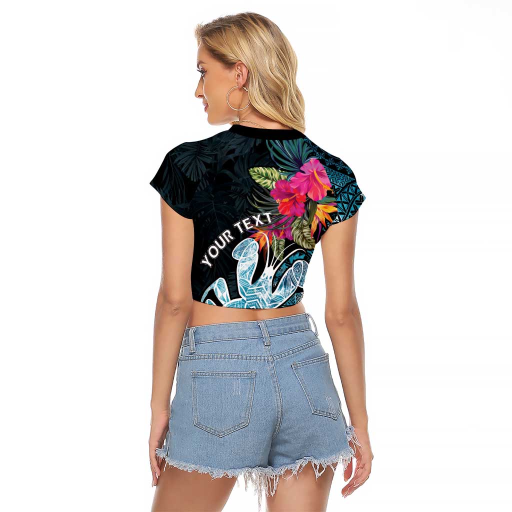 Niue Personalised Raglan Cropped T Shirt Hiapo Mix Coconut Crab