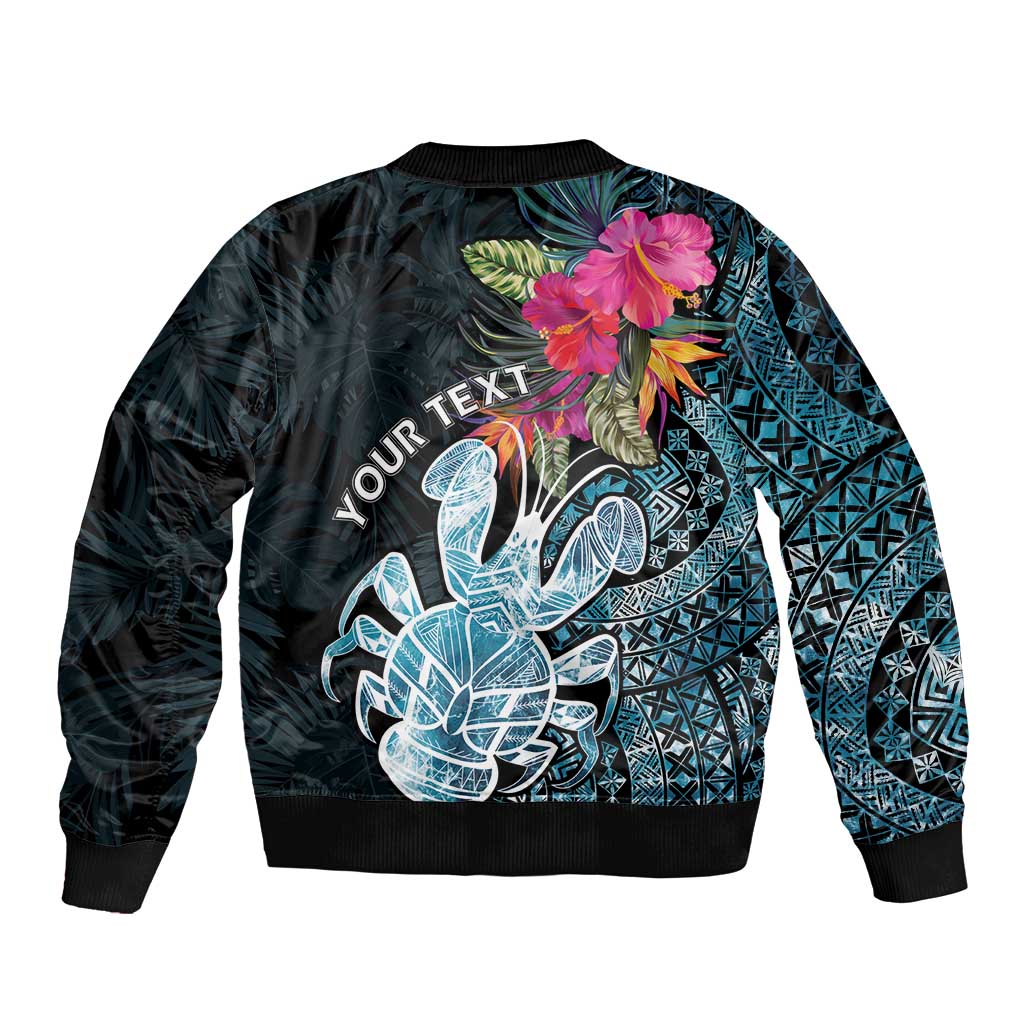 Niue Personalised Sleeve Zip Bomber Jacket Hiapo Mix Coconut Crab
