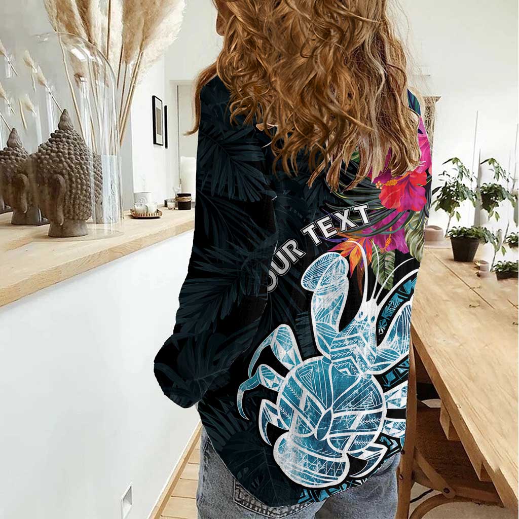 Niue Personalised Women Casual Shirt Hiapo Mix Coconut Crab LT7 - Polynesian Pride