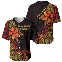 Niue Fakaalofa Atu Personalised Baseball Jersey Whale Hiapo Fiery Motif LT7 - Polynesian Pride