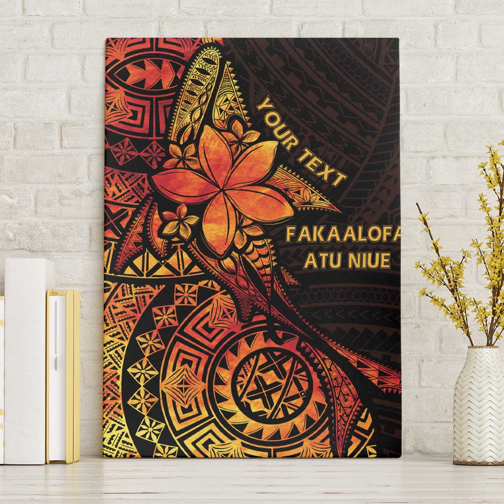 Niue Fakaalofa Atu Personalised Canvas Wall Art Whale Hiapo Fiery Motif