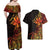 Niue Fakaalofa Atu Personalised Couples Matching Off Shoulder Maxi Dress and Hawaiian Shirt Whale Hiapo Fiery Motif