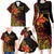 Niue Fakaalofa Atu Personalised Family Matching Long Sleeve Bodycon Dress and Hawaiian Shirt Whale Hiapo Fiery Motif