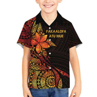 Niue Fakaalofa Atu Personalised Family Matching Off Shoulder Maxi Dress and Hawaiian Shirt Whale Hiapo Fiery Motif LT7 Son's Shirt Art - Polynesian Pride