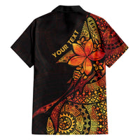 Niue Fakaalofa Atu Personalised Family Matching Off Shoulder Short Dress and Hawaiian Shirt Whale Hiapo Fiery Motif LT7 - Polynesian Pride