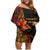 Niue Fakaalofa Atu Personalised Family Matching Off Shoulder Short Dress and Hawaiian Shirt Whale Hiapo Fiery Motif