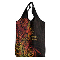 Niue Fakaalofa Atu Personalised Grocery Bag Whale Hiapo Fiery Motif LT7 - Polynesian Pride