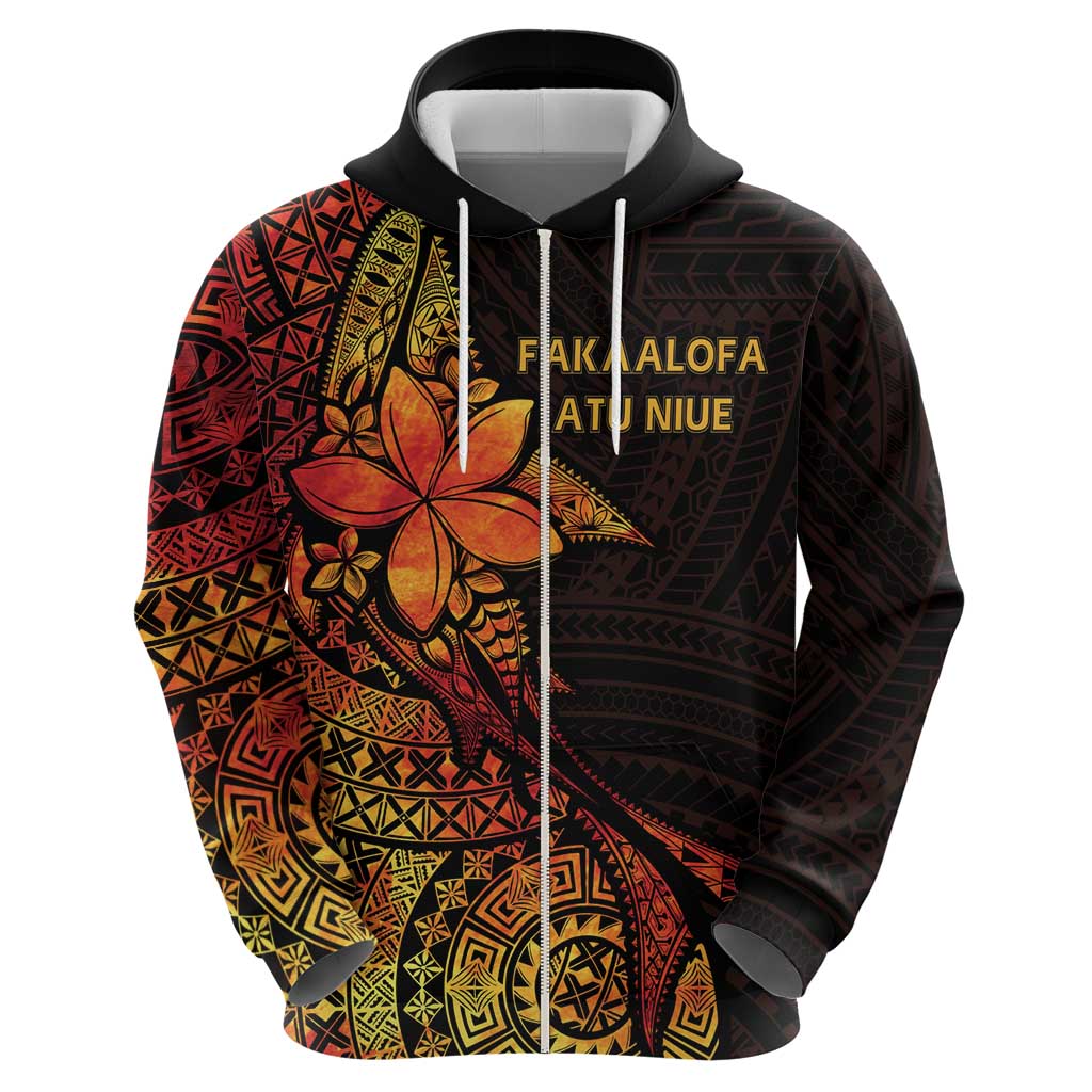 Niue Fakaalofa Atu Personalised Hoodie Whale Hiapo Fiery Motif LT7 - Polynesian Pride