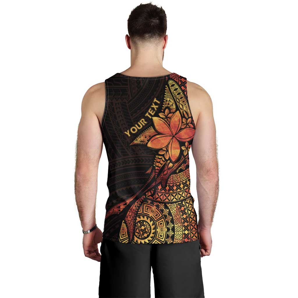 Niue Fakaalofa Atu Personalised Men Tank Top Whale Hiapo Fiery Motif LT7 - Polynesian Pride