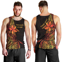 Niue Fakaalofa Atu Personalised Men Tank Top Whale Hiapo Fiery Motif LT7 - Polynesian Pride