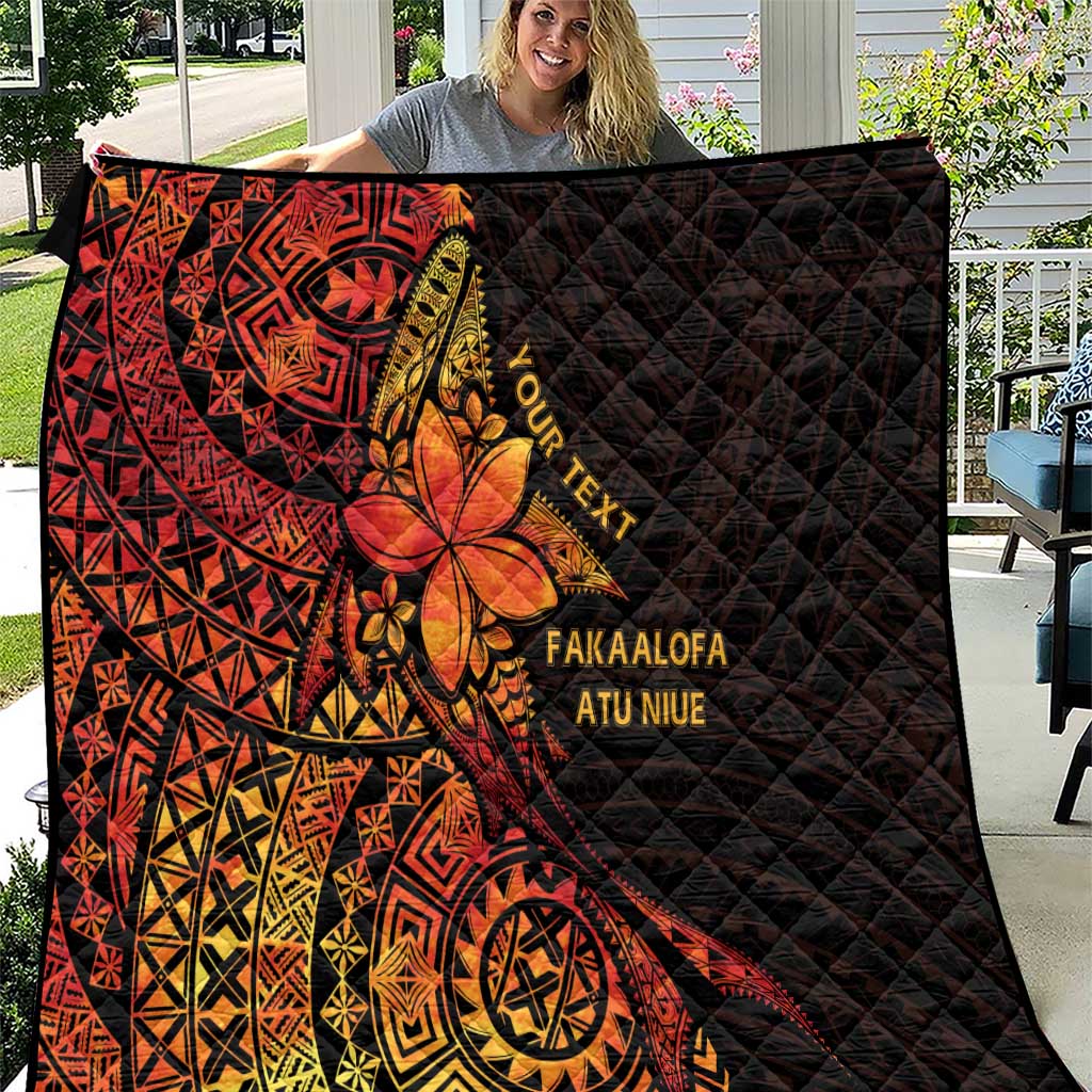 Niue Fakaalofa Atu Personalised Quilt Whale Hiapo Fiery Motif LT7 Art - Polynesian Pride