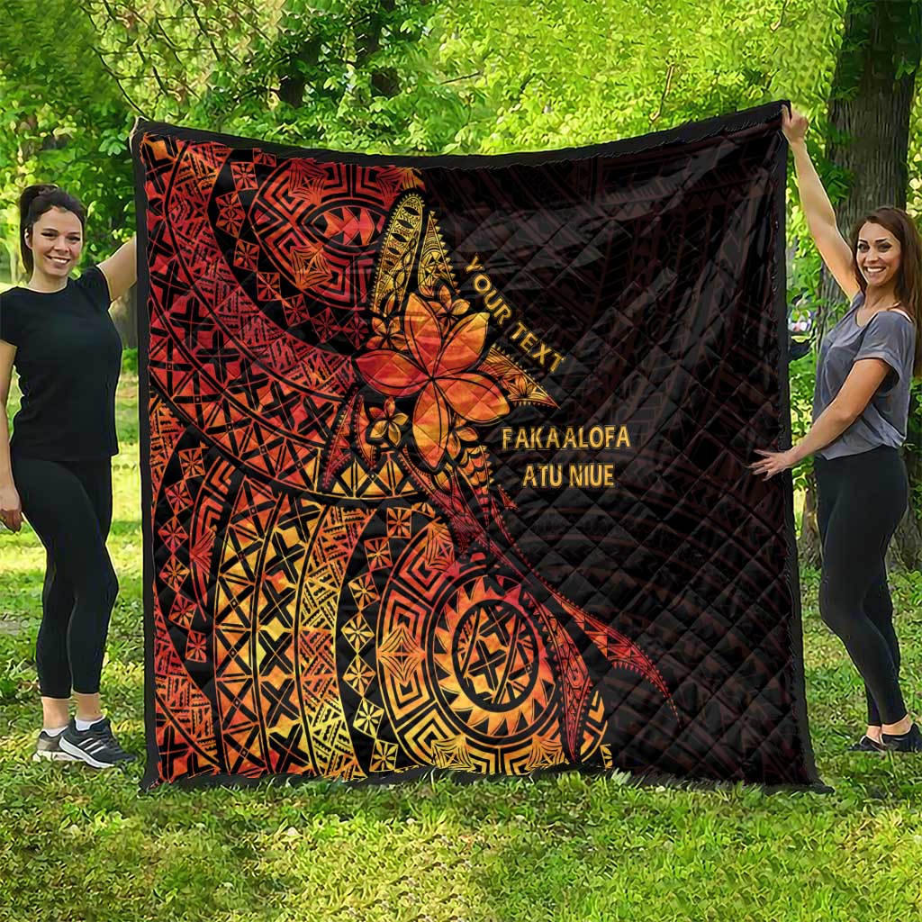 Niue Fakaalofa Atu Personalised Quilt Whale Hiapo Fiery Motif LT7 - Polynesian Pride