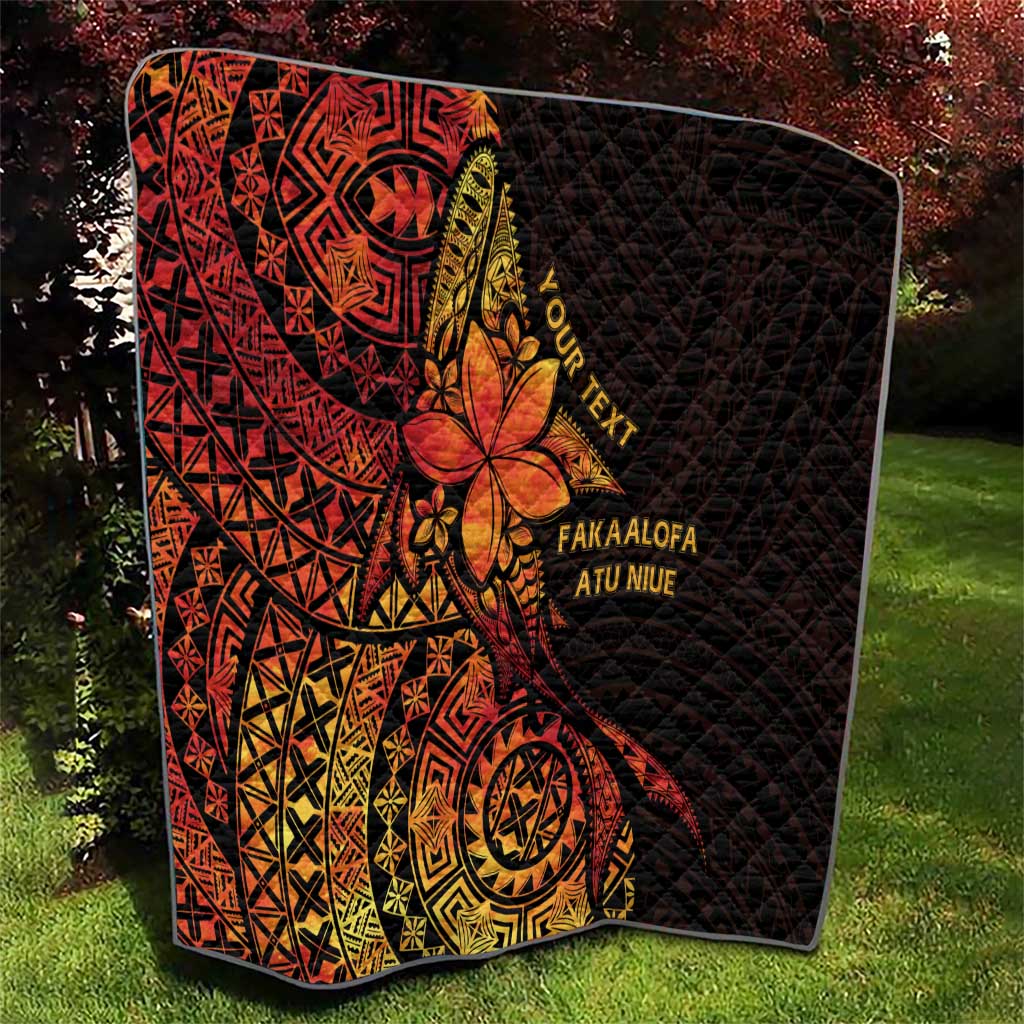Niue Fakaalofa Atu Personalised Quilt Whale Hiapo Fiery Motif LT7 - Polynesian Pride