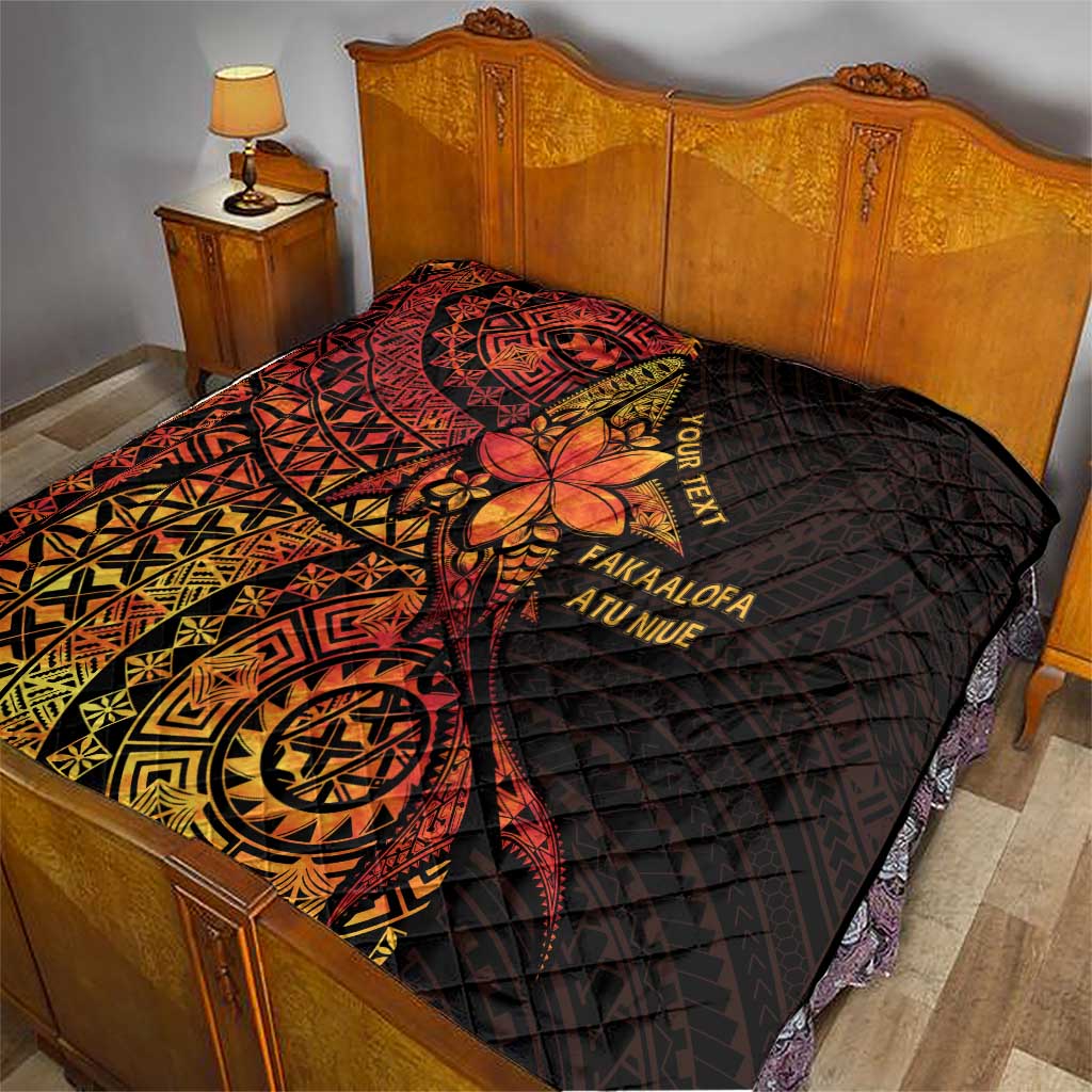 Niue Fakaalofa Atu Personalised Quilt Whale Hiapo Fiery Motif LT7 - Polynesian Pride