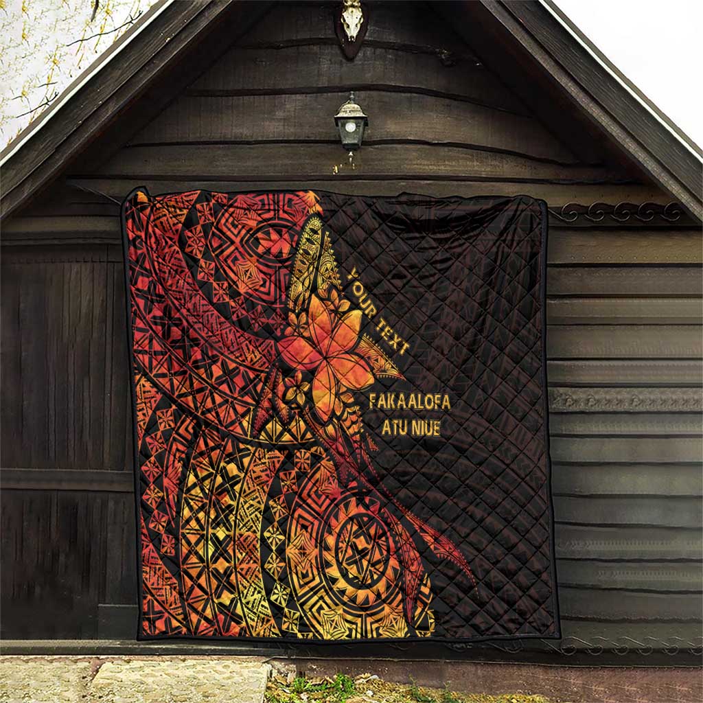 Niue Fakaalofa Atu Personalised Quilt Whale Hiapo Fiery Motif LT7 - Polynesian Pride