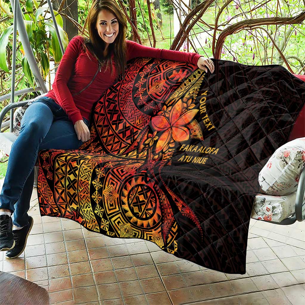 Niue Fakaalofa Atu Personalised Quilt Whale Hiapo Fiery Motif LT7 - Polynesian Pride