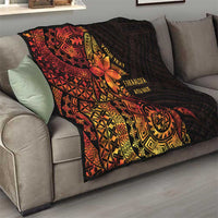 Niue Fakaalofa Atu Personalised Quilt Whale Hiapo Fiery Motif LT7 - Polynesian Pride