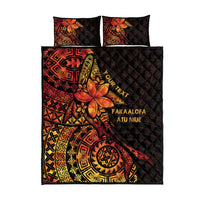 Niue Fakaalofa Atu Personalised Quilt Bed Set Whale Hiapo Fiery Motif