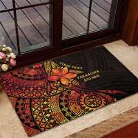 Niue Fakaalofa Atu Personalised Rubber Doormat Whale Hiapo Fiery Motif LT7 - Polynesian Pride