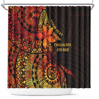 Niue Fakaalofa Atu Personalised Shower Curtain Whale Hiapo Fiery Motif LT7 Art - Polynesian Pride