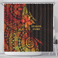 Niue Fakaalofa Atu Personalised Shower Curtain Whale Hiapo Fiery Motif LT7 - Polynesian Pride