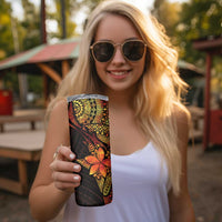 Niue Fakaalofa Atu Skinny Tumbler Whale Hiapo Fiery Motif LT7 - Polynesian Pride