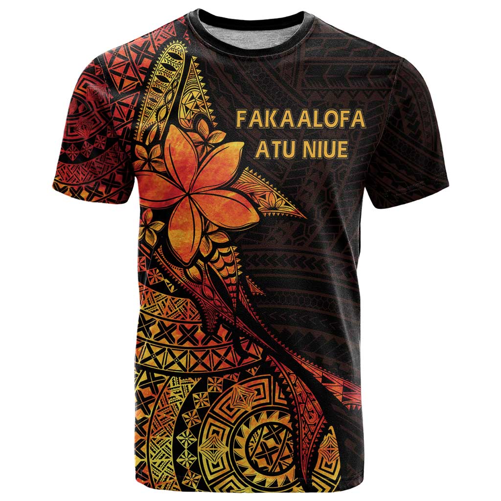 Niue Fakaalofa Atu Personalised T Shirt Whale Hiapo Fiery Motif LT7 Art - Polynesian Pride