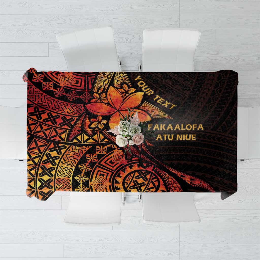 Niue Fakaalofa Atu Personalised Tablecloth Whale Hiapo Fiery Motif LT7 Art - Polynesian Pride