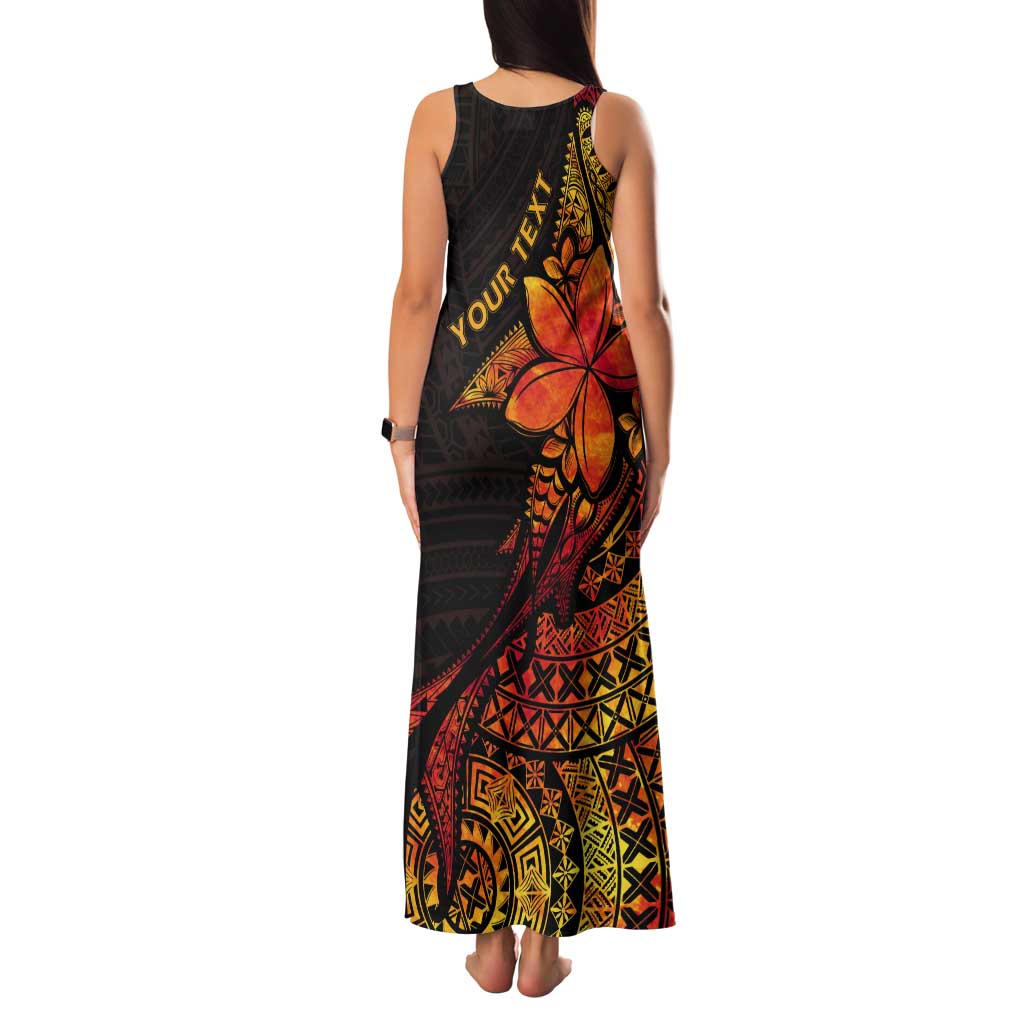 Niue Fakaalofa Atu Personalised Tank Maxi Dress Whale Hiapo Fiery Motif