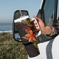 Niue Fakaalofa Atu Tumbler With Handle Whale Hiapo Fiery Motif LT7 - Polynesian Pride