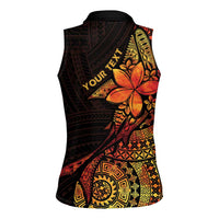 Niue Fakaalofa Atu Personalised Women Sleeveless Polo Shirt Whale Hiapo Fiery Motif LT7 - Polynesian Pride