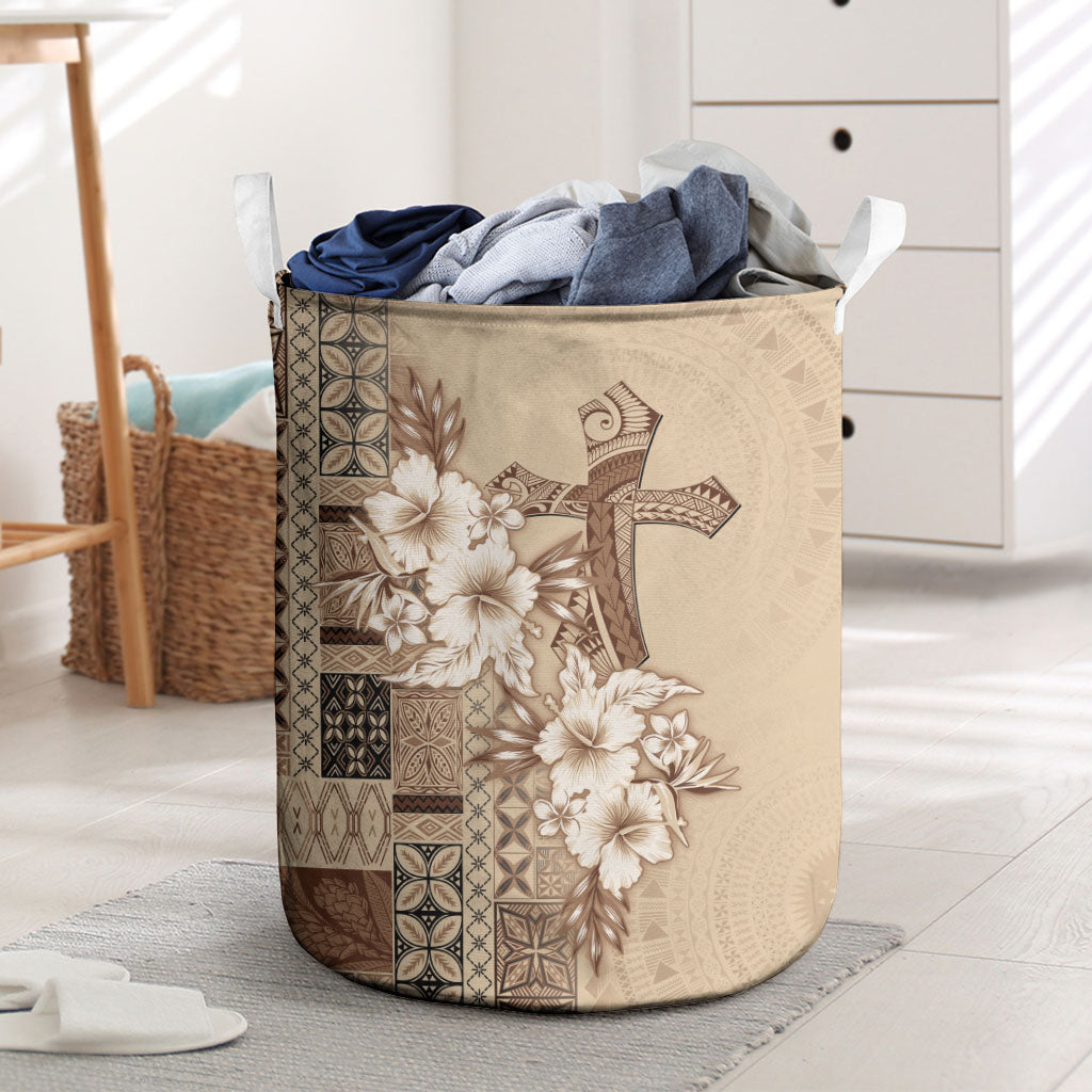 Samoa AIGA Mamanu Siapo Malu Motifs Laundry Basket LT7 Beige - Polynesian Pride