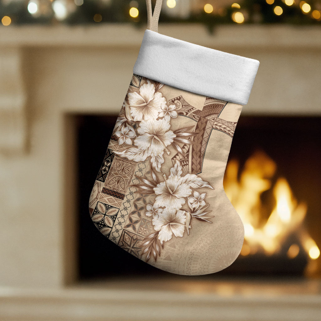 Samoa AIGA Mamanu Siapo Malu Motifs Christmas Stocking LT7 Set of 2 Beige - Polynesian Pride