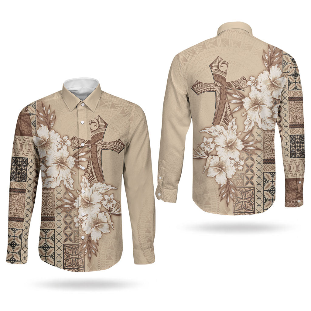 Samoa AIGA Mamanu Siapo Malu Motifs Couples Matching Off Shoulder Maxi Dress and Long Sleeve Button Shirt