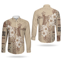 Samoa AIGA Mamanu Siapo Malu Motifs Couples Matching Off Shoulder Short Dress and Long Sleeve Button Shirt