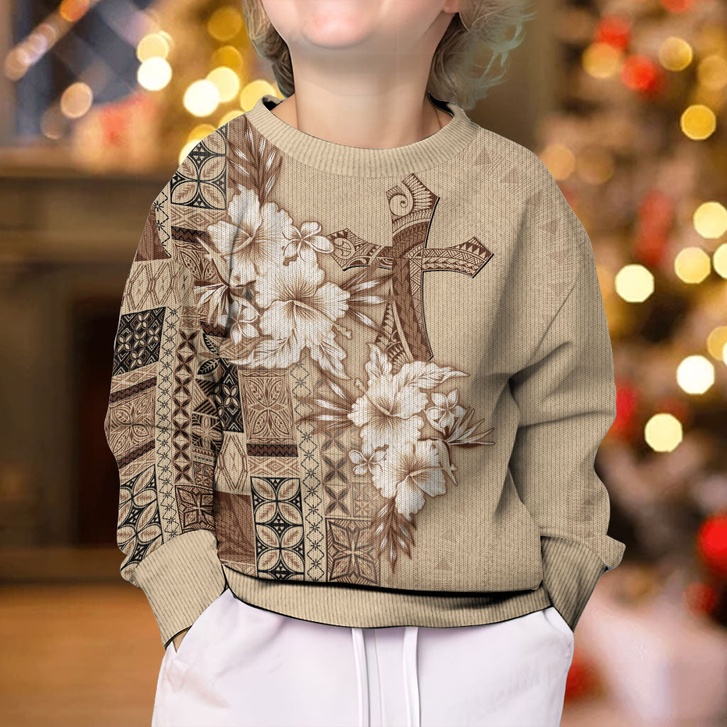 Samoa AIGA Mamanu Siapo Malu Motifs Kid Ugly Christmas Sweater