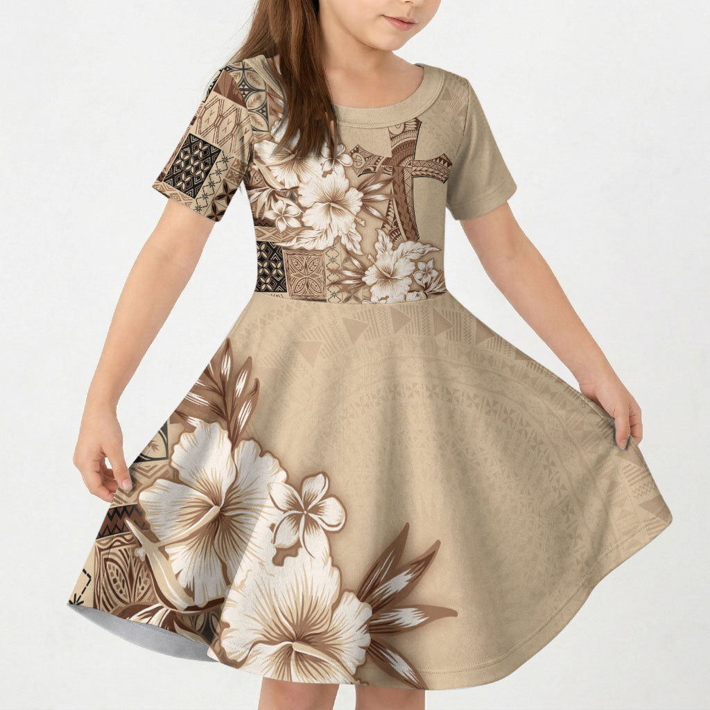 Samoa AIGA Mamanu Siapo Malu Motifs Kid Short Sleeve Dress