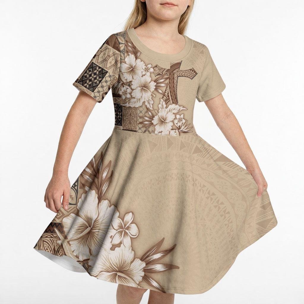 Samoa AIGA Mamanu Siapo Malu Motifs Kid Short Sleeve Dress