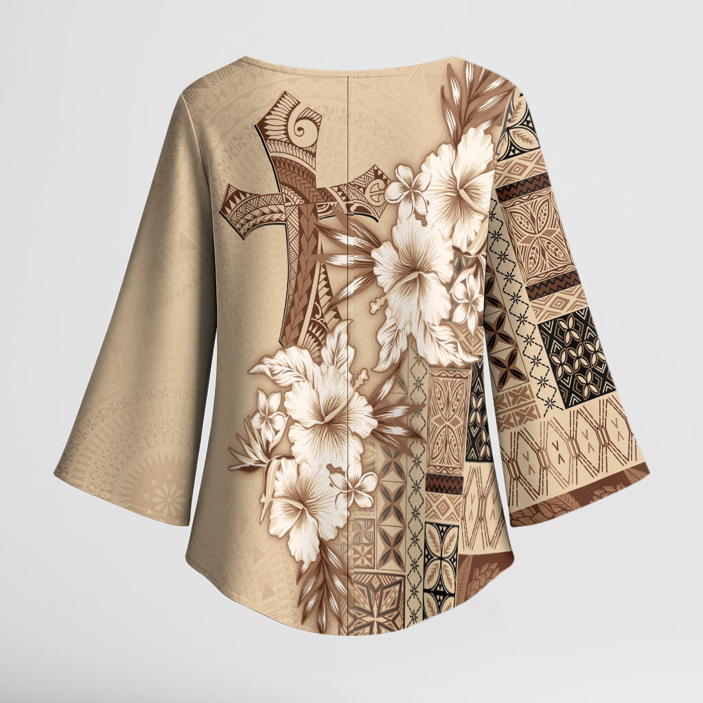 Samoa AIGA Mamanu Siapo Malu Motifs Kimono Sleeve Blouse