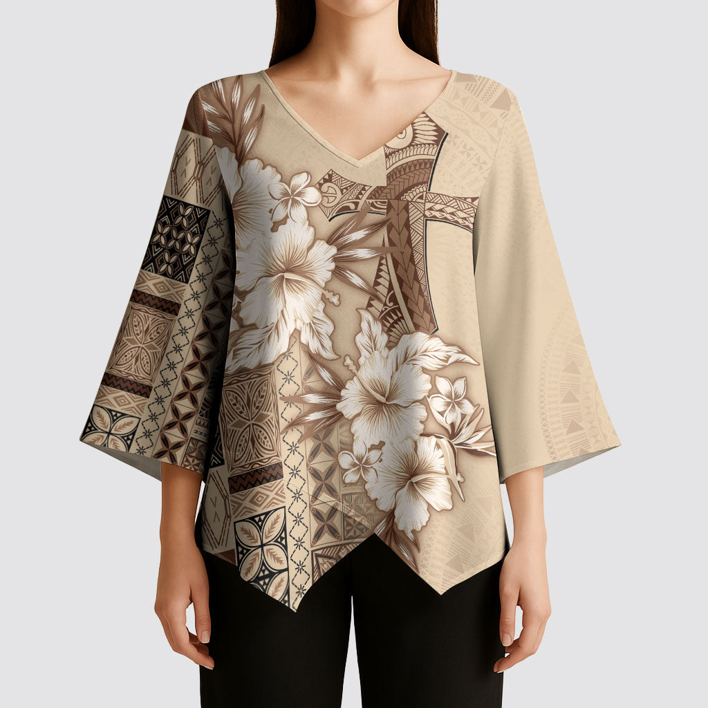 Samoa AIGA Mamanu Siapo Malu Motifs Kimono Sleeve Blouse