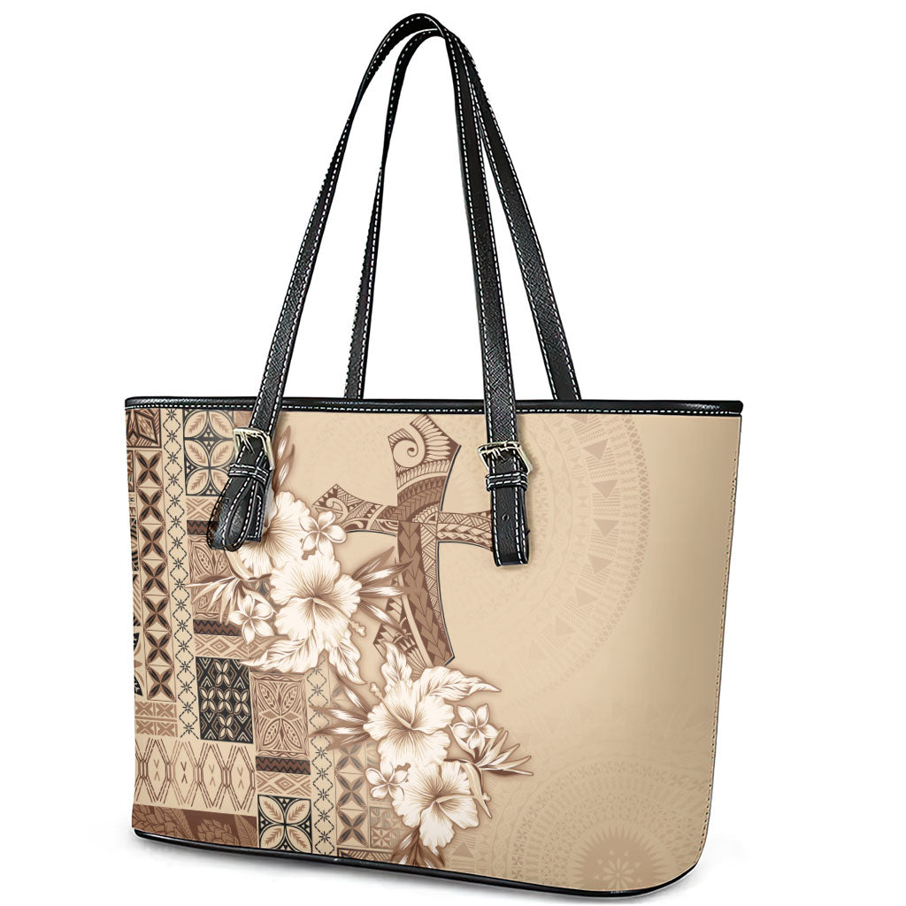 Samoa AIGA Mamanu Siapo Malu Motifs Leather Tote Bag